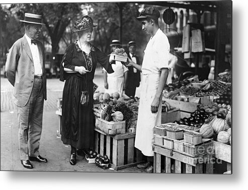 Mature Adult Metal Print featuring the photograph Henry And May Wallace Shopping by Bettmann