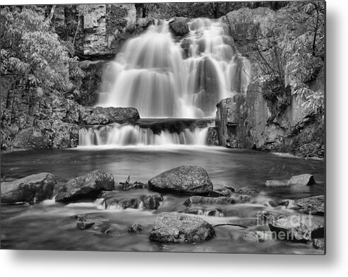 Hawk Falls Metal Print featuring the photograph Hickory Run State Park Falls Black And White by Adam Jewell