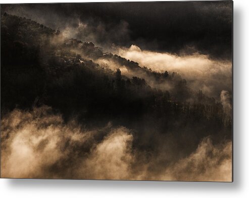 Morning Metal Print featuring the photograph Hidden In The Fog by Matteo Chiarello