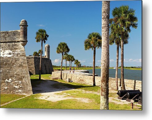 Estock Metal Print featuring the digital art Historic Fortress With Palm Trees by Richard Taylor