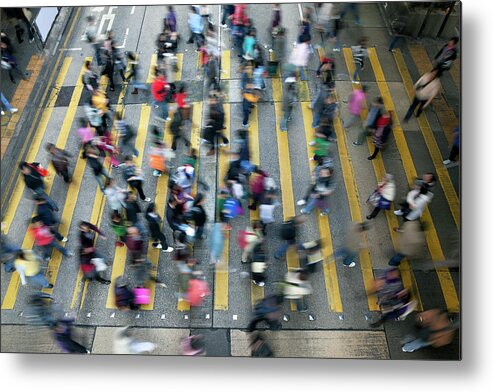Chinese Culture Metal Print featuring the photograph Hong Kong Busy Street by Kingwu