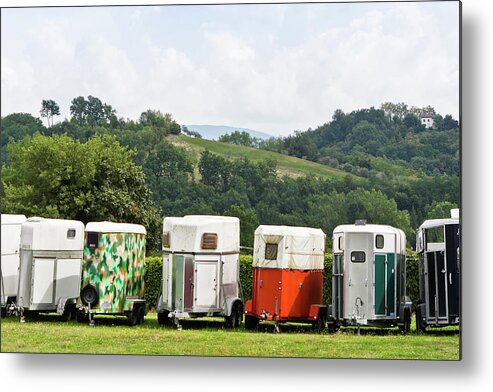 Horse Metal Print featuring the photograph Horse Trailers In Tuscany, Italy by Giorgiomagini
