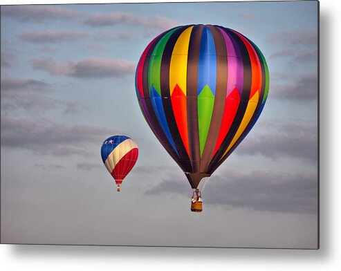 Hot Air Balloon Metal Print featuring the photograph Hot Air Balloon Race - The Chase by Photo By Claudia Domenig