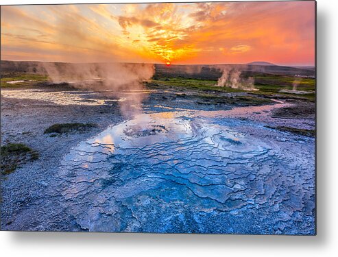 Hot Spring
Sunrise
Iceland
Hightland Metal Print featuring the photograph Hot Spring by James Bian