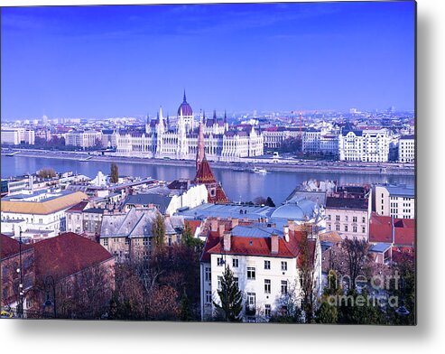 Budapest Metal Print featuring the photograph Hungarian Parliament From Buda by Diane Macdonald