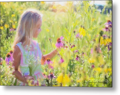 Sunshine Metal Print featuring the painting I would pick more daisies ... by Chris Armytage