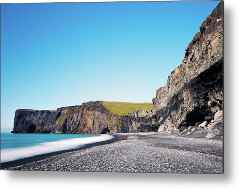Scenics Metal Print featuring the photograph Icelandic Sea Cliffs by John And Tina Reid