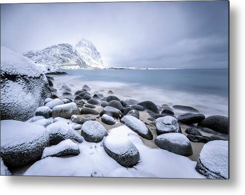 Estock Metal Print featuring the digital art Icy Sea In Pollen Vareid, Norway by Clickalps