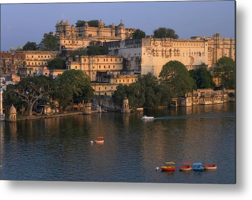 Scenics Metal Print featuring the photograph India, Rajasthan, Udaipur, City Palace by Keren Su