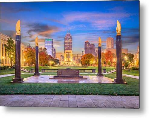 Landscape Metal Print featuring the photograph Indianapolis, Indiana, Usa Monuments by Sean Pavone