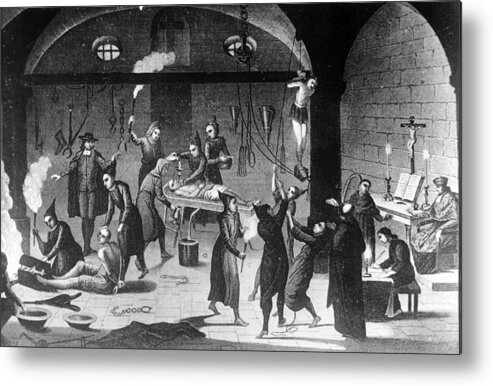 Working Metal Print featuring the photograph Inquisition Tortures by Three Lions
