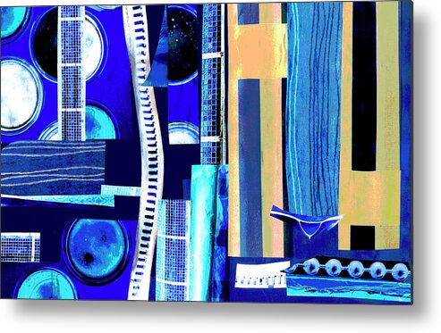 Collage Metal Print featuring the mixed media Intensely Blue 102719 by Mary Bedy