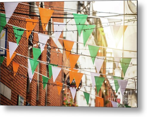 Irish Metal Print featuring the photograph Irish flags garlands by Delphimages Dublin Photography