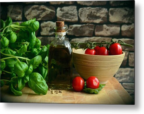 Photo Metal Print featuring the photograph Italian ingredients by Top Wallpapers