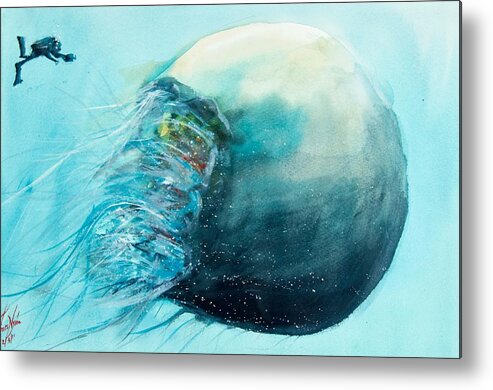 Jellyfish Metal Print featuring the painting Jellyfish 4 by James Nyika