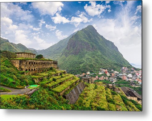 Landscape Metal Print featuring the photograph Jiufen, Taiwan Historic by Sean Pavone
