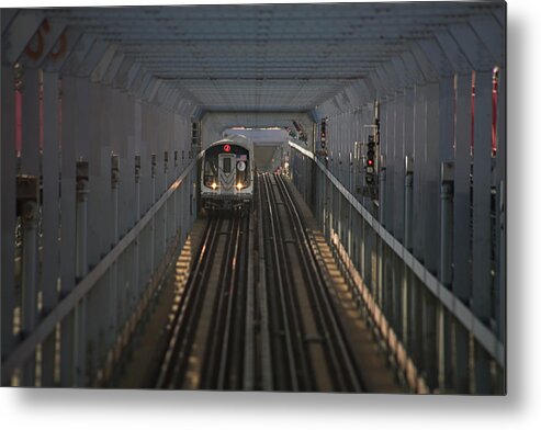 Train Metal Print featuring the photograph Jmz Train On The Williamsburg Bridge by Michael Duva