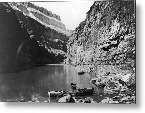 People Metal Print featuring the photograph John Wesley Powells Boat In Grand Canyon by Getty Images