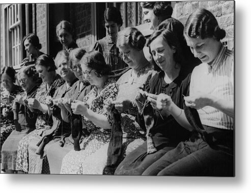 Child Metal Print featuring the photograph Knitting For Victory by Fox Photos