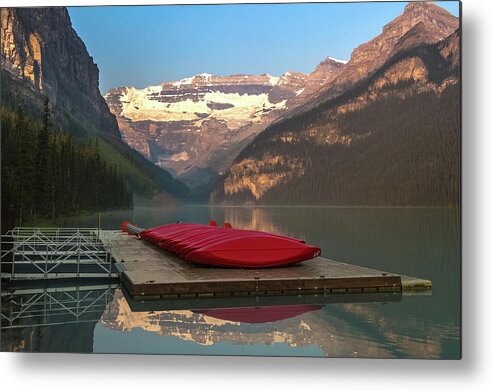 Lake Louise Metal Print featuring the photograph Lake Louise Boat Dock by Joe Kopp