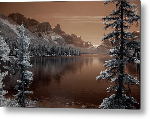 Tranquility Metal Print featuring the photograph Lake Maligne Infrared by Bill Gracey