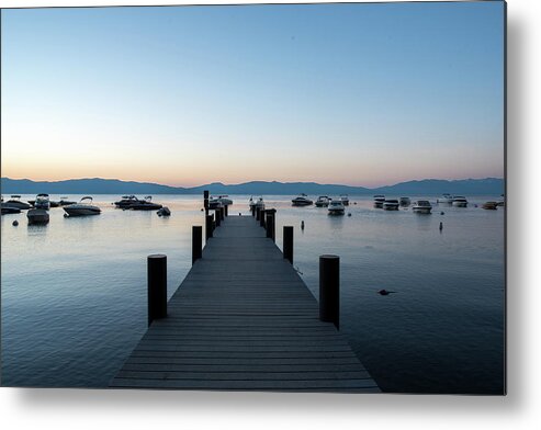 Lake Tahoe Metal Print featuring the photograph Lake Tahoe Pier Sunrise by Doug Ash