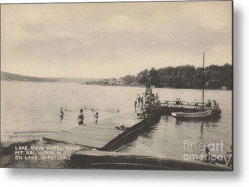 Lake Metal Print featuring the photograph Lake View Hotel Dock on Lake Hopatcong by Mark Miller