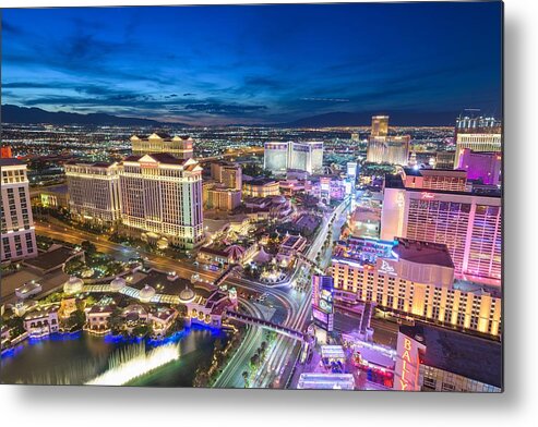 Landscape Metal Print featuring the photograph Las Vegas, Nevada - May 13, 2019 Hotels by Sean Pavone