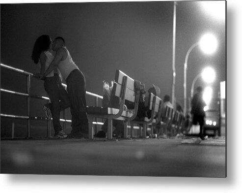 Amusement Park Metal Print featuring the photograph Late Night On The Boardwalk At Coney by New York Daily News Archive