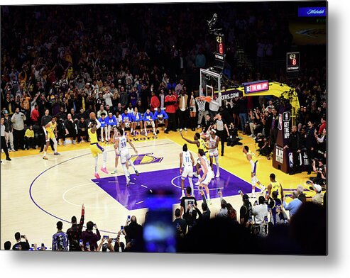 Lebron James Metal Print featuring the photograph LeBron James Shoots the Ball to Break the All-Time Scoring Record by Adam Pantozzi