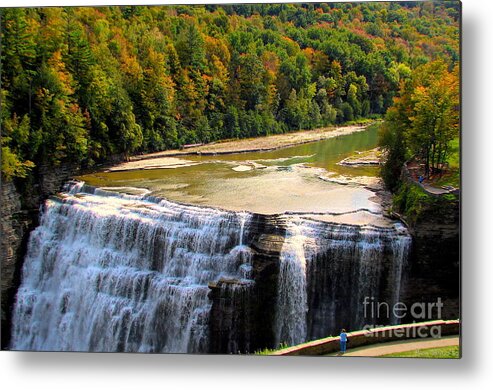 Letchworth State Park Middle Falls Autumn Metal Print featuring the photograph Letchworth State Park Middle Falls Autumn by Rose Santuci-Sofranko