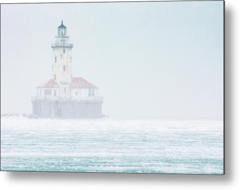Chicago Metal Print featuring the photograph Lighthouse in the Mist by Framing Places