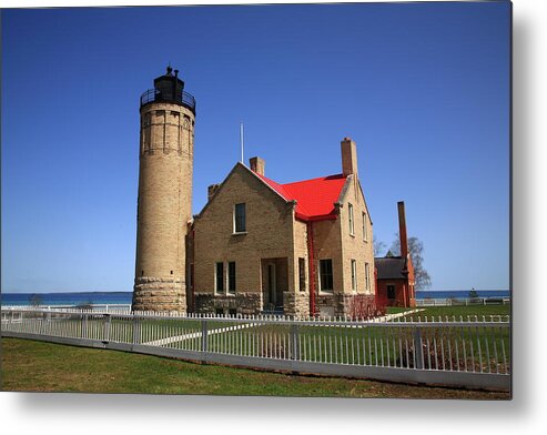 America Metal Print featuring the photograph Lighthouse - Mackinac Point Michigan by Frank Romeo