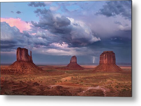 Landscape Metal Print featuring the photograph Lightning Across The Valley  by Harriet Feagin