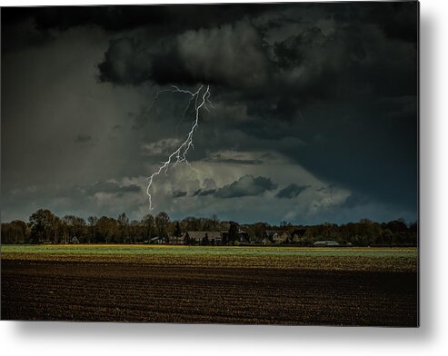 Landscape Metal Print featuring the photograph Lightning by Bernardine De Laat