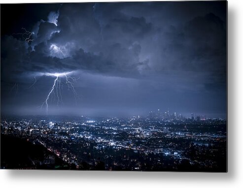 Landscape Metal Print featuring the photograph Lightning Strike by Jay Wang