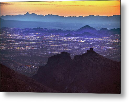 Tucson Metal Print featuring the photograph Lights of Tucson at Twilight by Chance Kafka