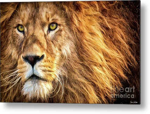 Lion Metal Print featuring the painting Lion Face by Tina LeCour