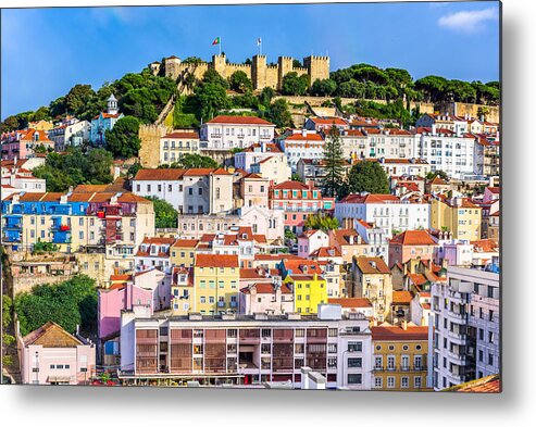Landscape Metal Print featuring the photograph Lisbon, Portugal Skyline At Sao Jorge by Sean Pavone