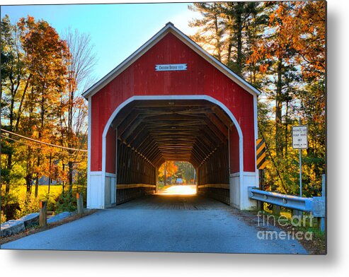 Cresson Covered Bridge Metal Print featuring the photograph Looking Into The Cresson Covered Bridge by Adam Jewell