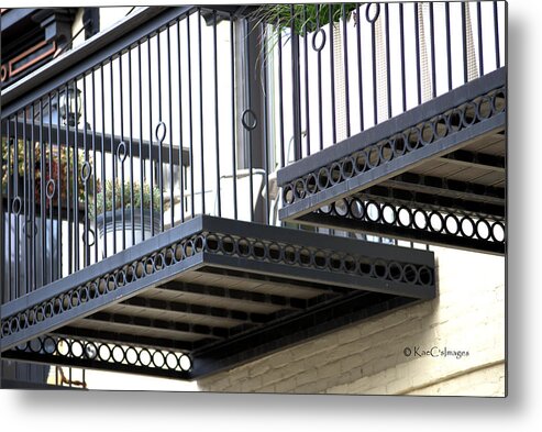 Wrought Iron Metal Print featuring the photograph Looking Up Ornate Balcony by Kae Cheatham