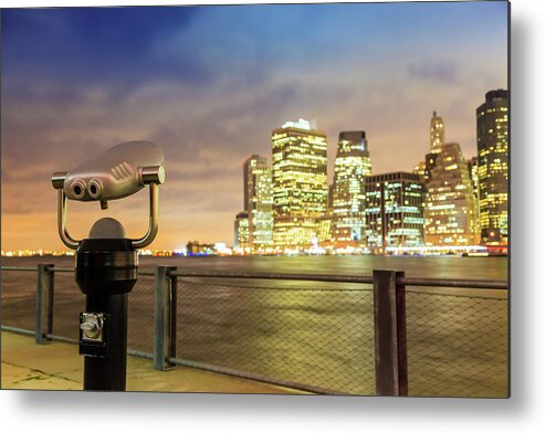 Lower Manhattan Metal Print featuring the photograph Lower Manhattan View From Brooklyn At by Enzo Figueres
