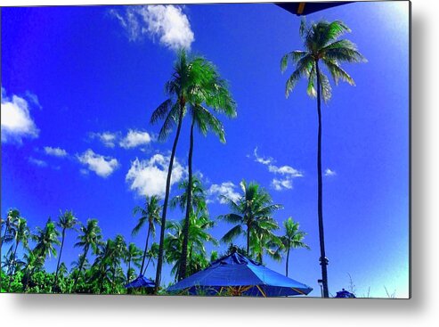 Hawaii Metal Print featuring the photograph Lunch Under a Blue Umbrella by Debra Grace Addison
