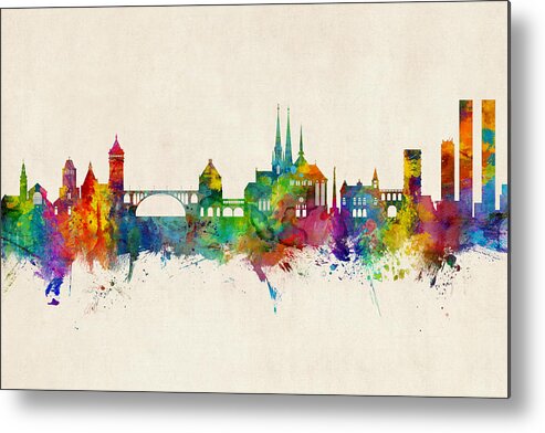 Luxembourg City Metal Print featuring the digital art Luxembourg City Skyline by Michael Tompsett
