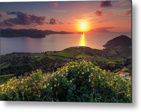 Aegean Sea Metal Print featuring the photograph Magnificent Greek Sunset by Evgeni Dinev