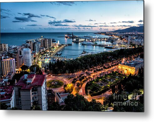 Spain Metal Print featuring the photograph Malaga At NIght by Timothy Hacker