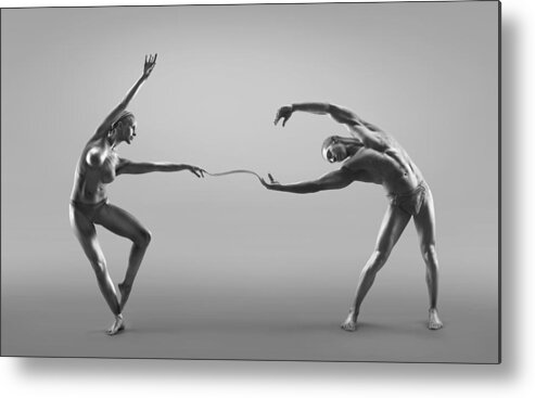 Young Men Metal Print featuring the photograph Male And Female Dancers Connected by Jonathan Knowles