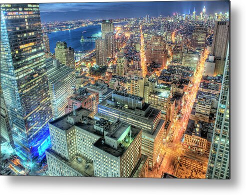 Financial District Metal Print featuring the photograph Manhattan At Night by Tony Shi Photography