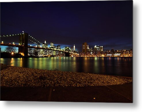 Long Metal Print featuring the photograph Manhattan Skyline At Night by Sx70