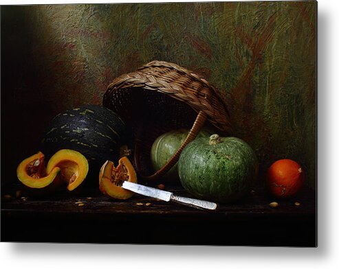 Homestill Metal Print featuring the photograph Many Pumpkins by Ustinagreen
